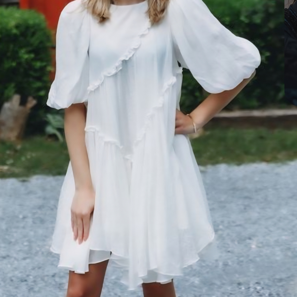 Chic Asymmetrical White Dress